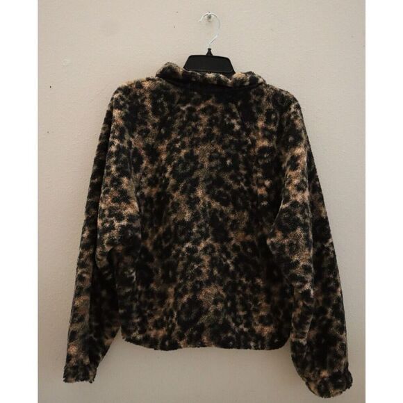 Calme by Johnny Was Size Small Printed Sherpa Fleece Jacket Brown/Multi - Picture 3 of 14